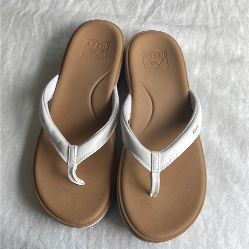 Reef White and Brown Sandals Only Worn Once